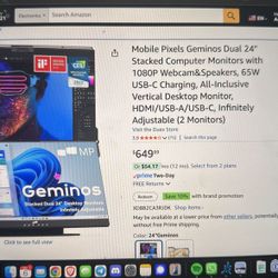 24 Inch Portable Stacked Monitor With Hub