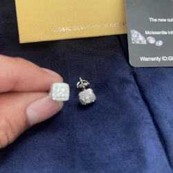 VVS1 VSS1 Moissanite Earrings 925 Silver GRA Certified 2.0mm Passes Diamond Tester