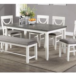 White And Gray Dining Table Set 