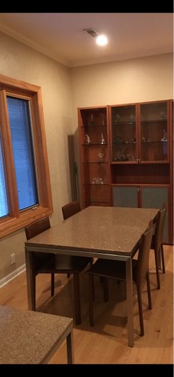 Granite Top Dining Table 36x60 Stainless Steel base Room & Board