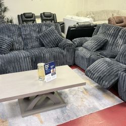 ⭐️New Power Reclining Sofa Set. W/ USB Plugs. Get It Now For Only $49 And Pay Later