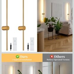 Set of 2, Gold 39.37" LED Wall Light