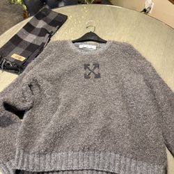 Off White Mohair Knit Sweater Oversized 