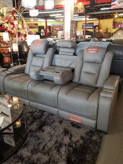 Genuine leather power reclining sofa $1 down no credit check financing
