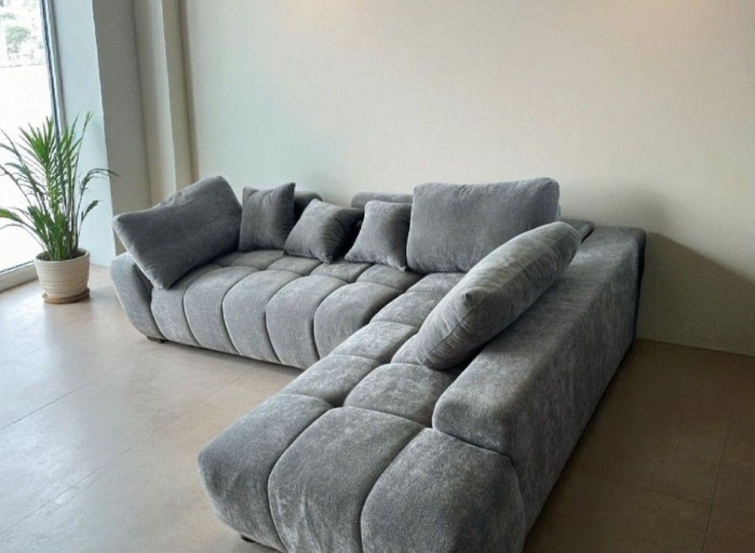 Grey Modern Sectional Sofa New Plush Couch