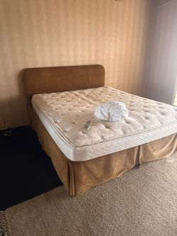 Mid century bed frame plus mattress