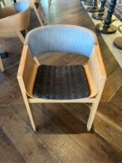Modern Wood Armchair with Upholstered Seat