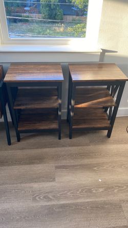 Set of Side Tables with Shelves