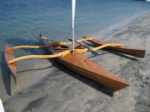 Wooden Kayak with Sailing Rig
