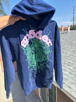 Sp5der hoodie navy green web XL