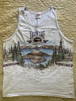Vintage Crater Lake, Oregon Tank Top - Size Large
