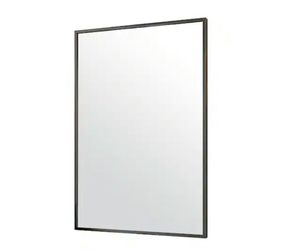 26 in. W x 38 in. H Rectangular Metal Framed Wall Bathroom Vanity Mirror Black