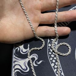925 Silver 26” 3mm Rope Chain Diamond Cut ✨
