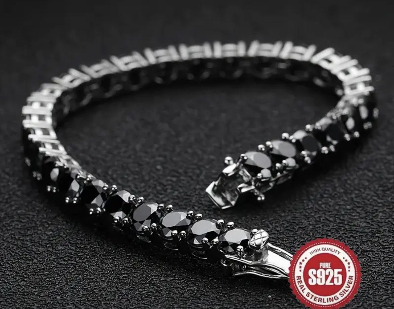 Black Tennis Bracelet (8in) 