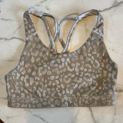 Old Navy Taupe Patterned Strappy CrissCross Sports Bra