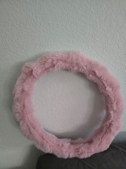 Pink Faux Fur Steering Wheel Cover