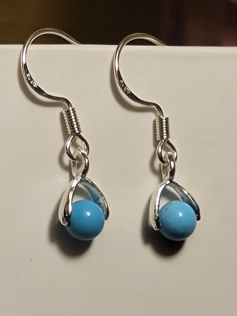 Turquoise Earrings. 925 Sterling Silver