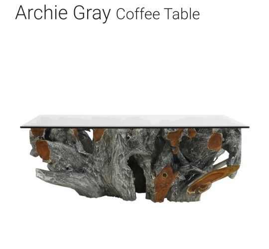 COFFEE TABLE HANDCRAFTED BARK GLASS