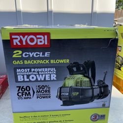 RYOBI 175 MPH 760 CFM 38cc Gas Backpack Leaf Blower for Sale