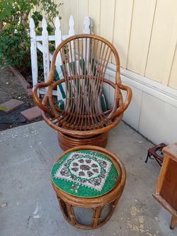 Bamboo chair and foot stool