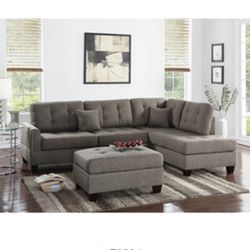 Gorgeous Three Piece Coffee Colored Sectional Set