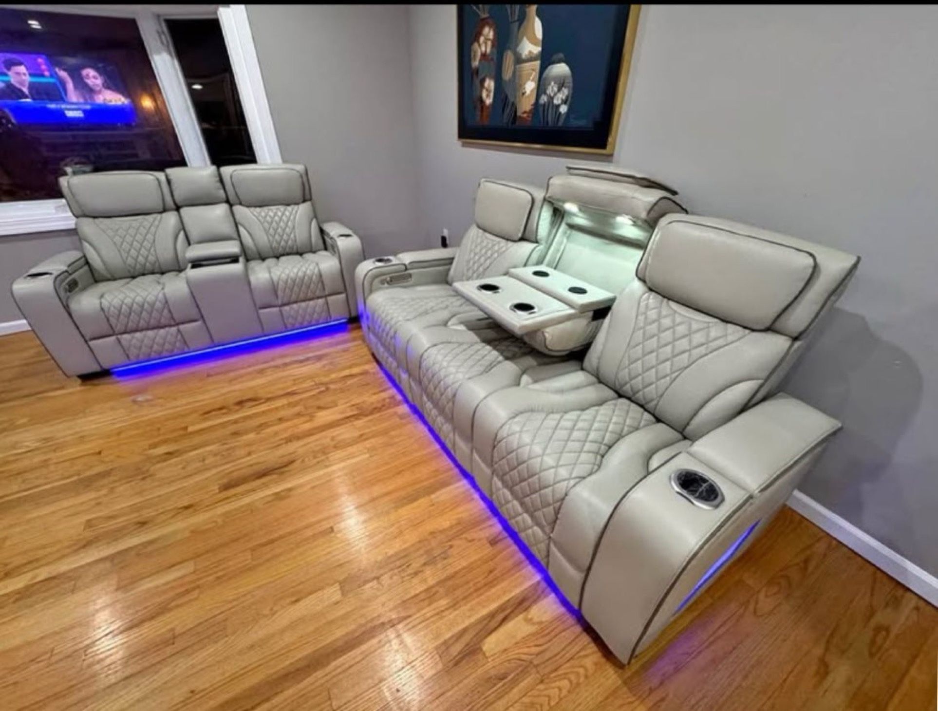 Leather Power Reclining Sofa Or Love Seat Heat And Massage $1399 Each Your Choice