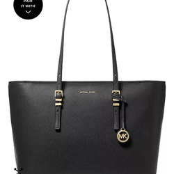Michael Kors Jet Set Travel black saffiano leather tote bag