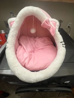 Cat-Ear Pet Bed with Dangling Toy