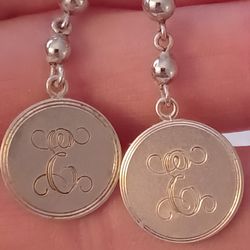 Vtg.sterling Silver Intial " E" EARRINGS
