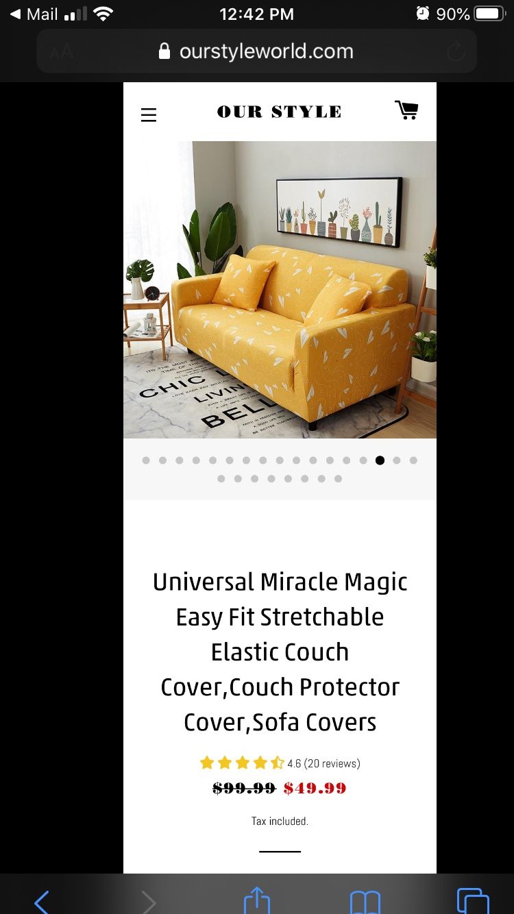 Four-seat Yellow Couch Cover with Optional Couch