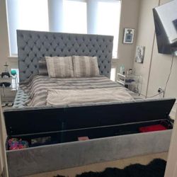 Luxury Button Tufted Queen Storage Bed Gray🎈 Color Options☑️ New Brand 🤩 
