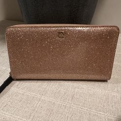 Kate Spade Mavis Street Neda Zip Around Glitter Wallet Rose Gold Original