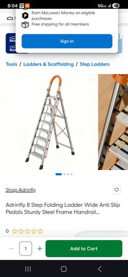 Brand New /Adrinfly 8-Step Folding Step Ladder with Handrail