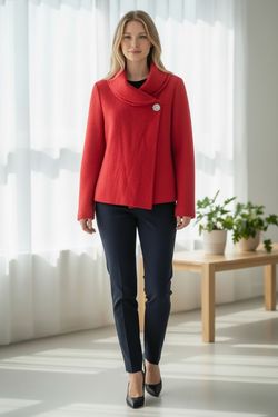 NWT Adrienne Vittadini Shawl collar sweater jacket  Red Lrg