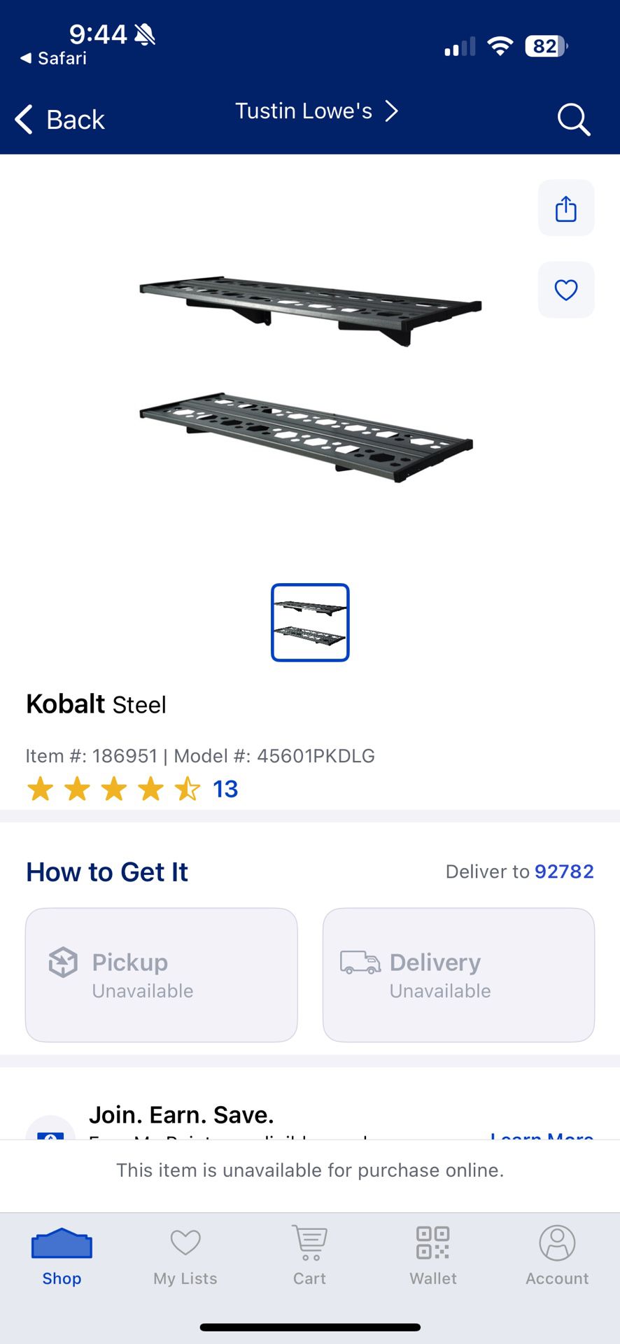 Heavy Duty Kobalt Garage Shelves X4