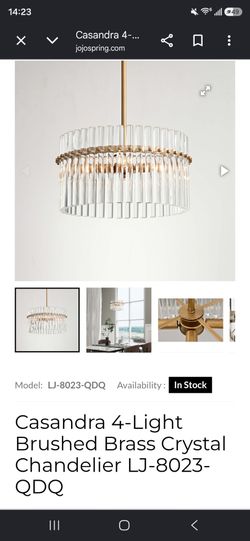 Brushed brass bar crystal chandelier