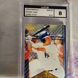 1996 PINNACLE DEREK JETER NEW YORK YANKEES ROOKIE #171 UCG 8 HOF