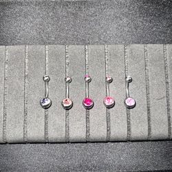 Colorful Belly Button Rings Piercing Set with 5 Pieces for Women's Jewelry
