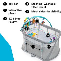 Baby Einstein Kick & Snooze™ 3-in-1 Playard – Infant Sleeper, Play Gym & Travel Bassinet