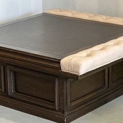 Nearly 100 Year Old Antique Wood and Leather Coffee Table