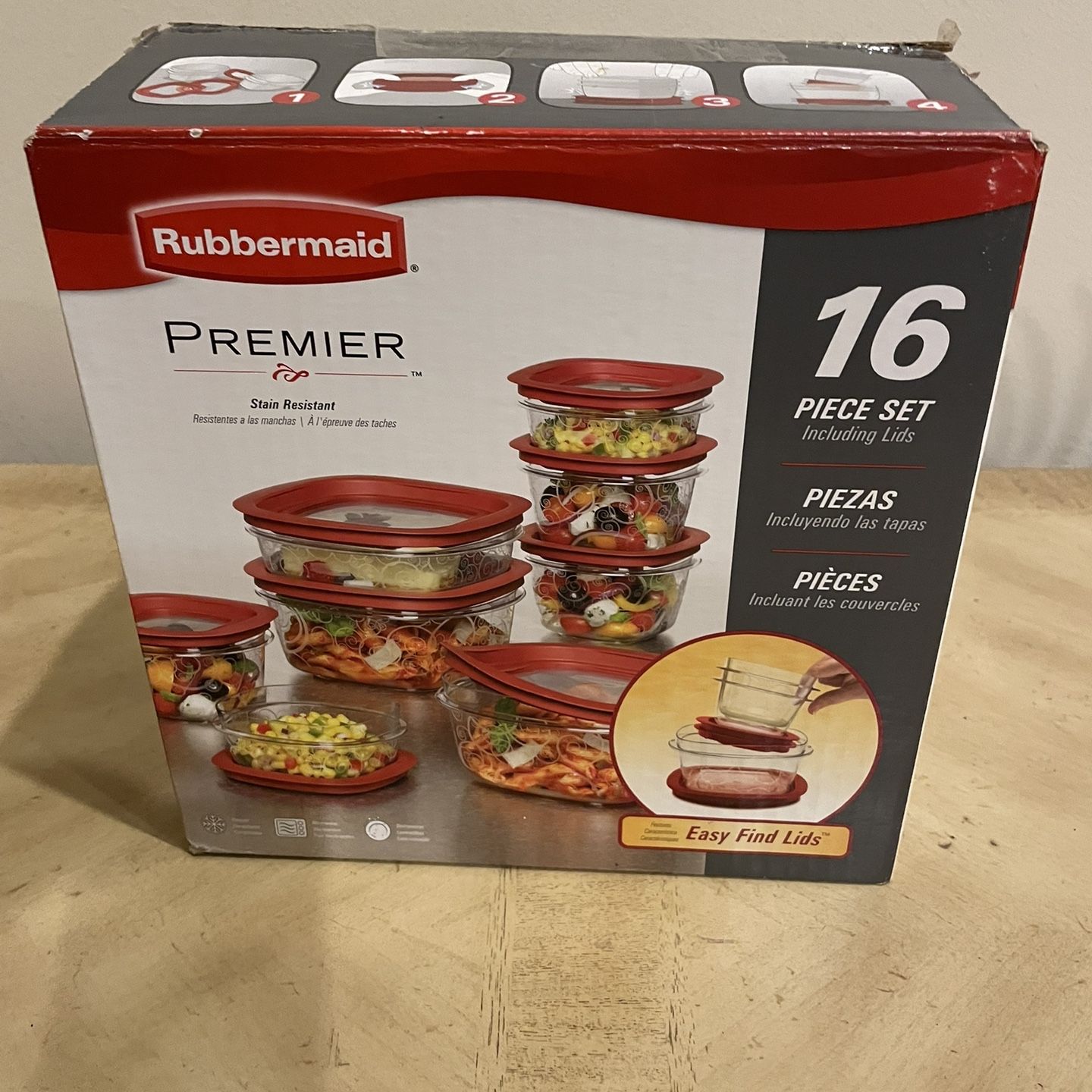 Rubbermaid Premier Food Storage Containers with Easy Find Lids, 16