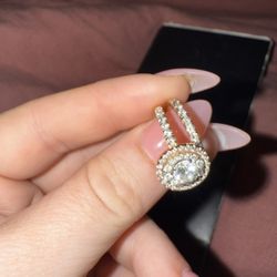 Rose Gold 1 & 1/2 Engagement & Wedding Ring Set 
