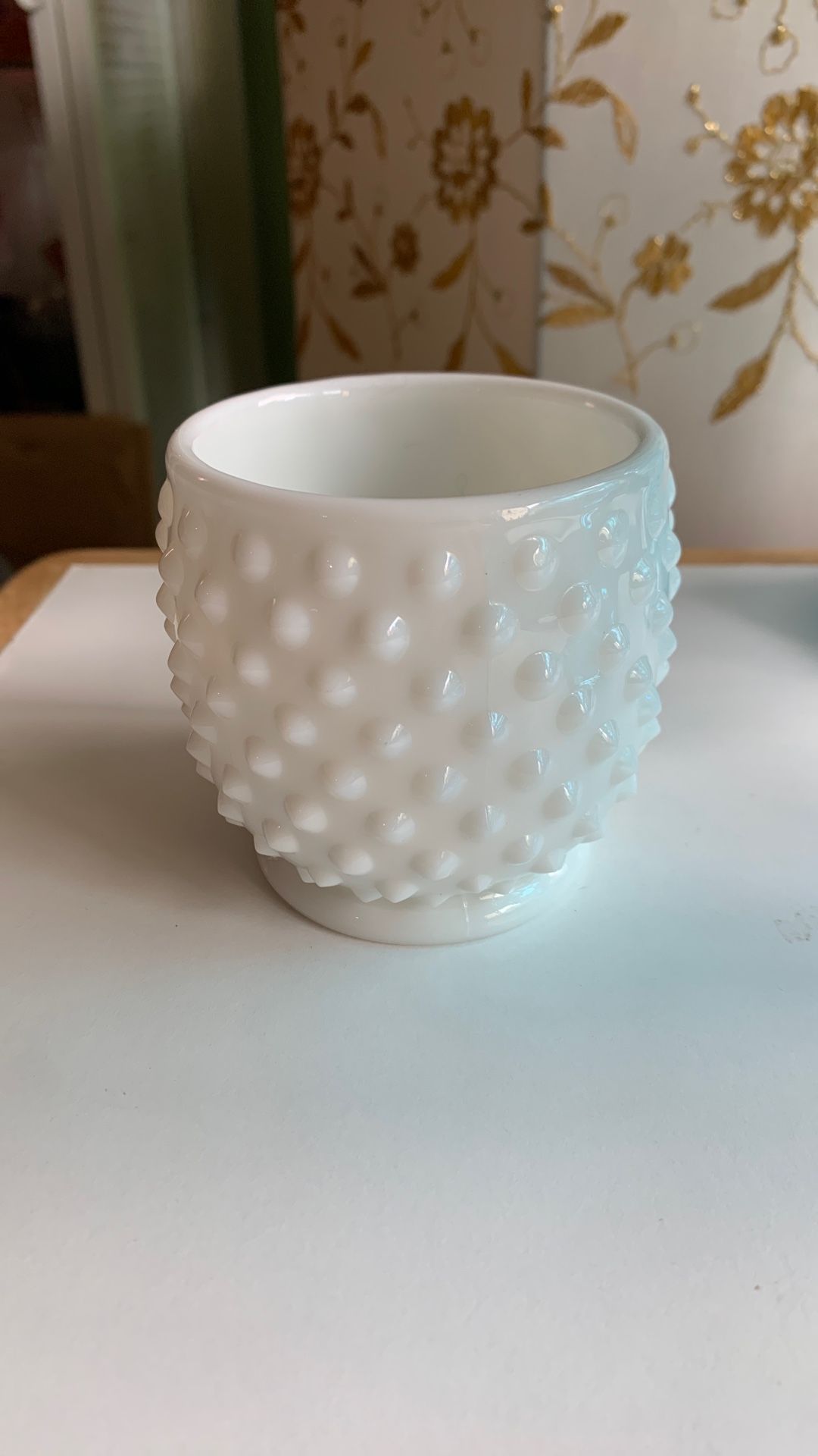 Vintage White Milkglass Hobnail Open Jam/Jelly Fenton