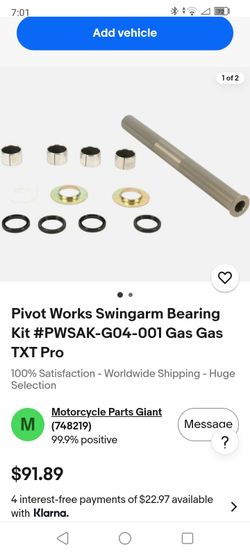 Pivot Works Swingarm Bearing Kit Gas Gas TXT Pro