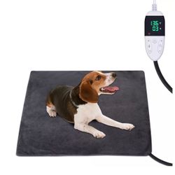 Pet Heating Pad for Dogs and Cats with Timer, Adjustable Temperature Electric Pet Heated Pad with Cover, Dog Heat Pad with Chew Resistant Cord, Heated