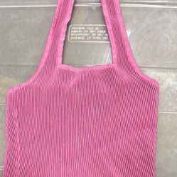 Pink Ribbed Halter Top