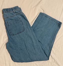 Light Wash Elastic Waist Wide Leg Jeans, Size S