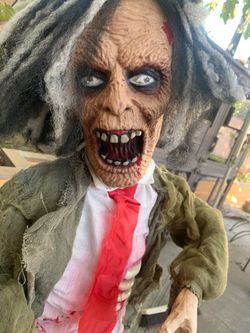 Halloween Animated 62 inch Shaking Screaming Zombie on Stand