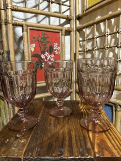 Vintage Glass Goblets - 8 Pink Libbey Duratuff Iced Tea