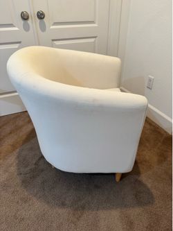 Cream Fabric Barrel Accent Chair